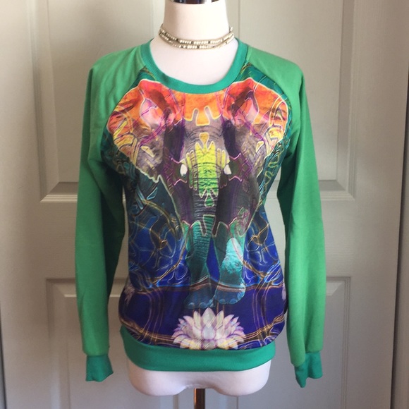 Trippy lotus elephant graphic sweater - Picture 2 of 3